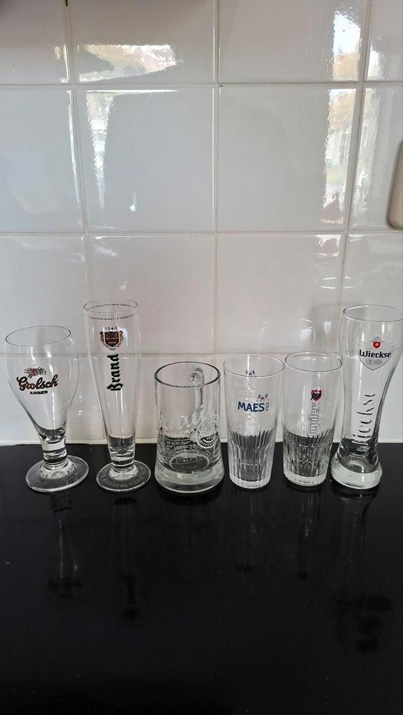 Bierglazen Collectie: Grolsch, Brand, Maes, Jupiler..., Huis en Inrichting, Keuken | Servies, Gebruikt, Glas of Glazen, Overige stijlen