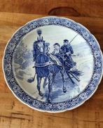 Delfts Blauw - Groot blauw Delfts bord - paard en wagen., Antiek en Kunst, Antiek | Porselein, Ophalen