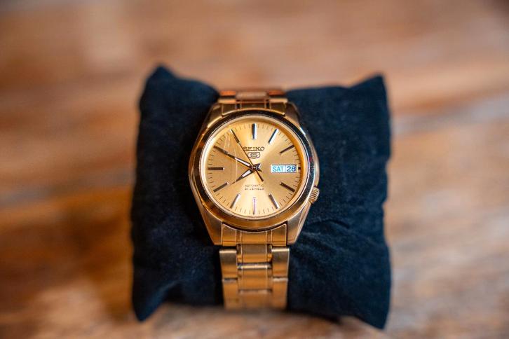 Seiko 5 - SNKL48K1 Goud (ref. 7S26-01V0), Sieraden, Tassen en Uiterlijk, Horloges | Heren, Gebruikt, Polshorloge, Seiko, Staal