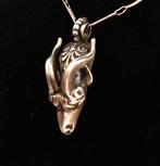 Antieke Zilveren hanger&ketting  bokken kop, Ophalen of Verzenden, Zilver
