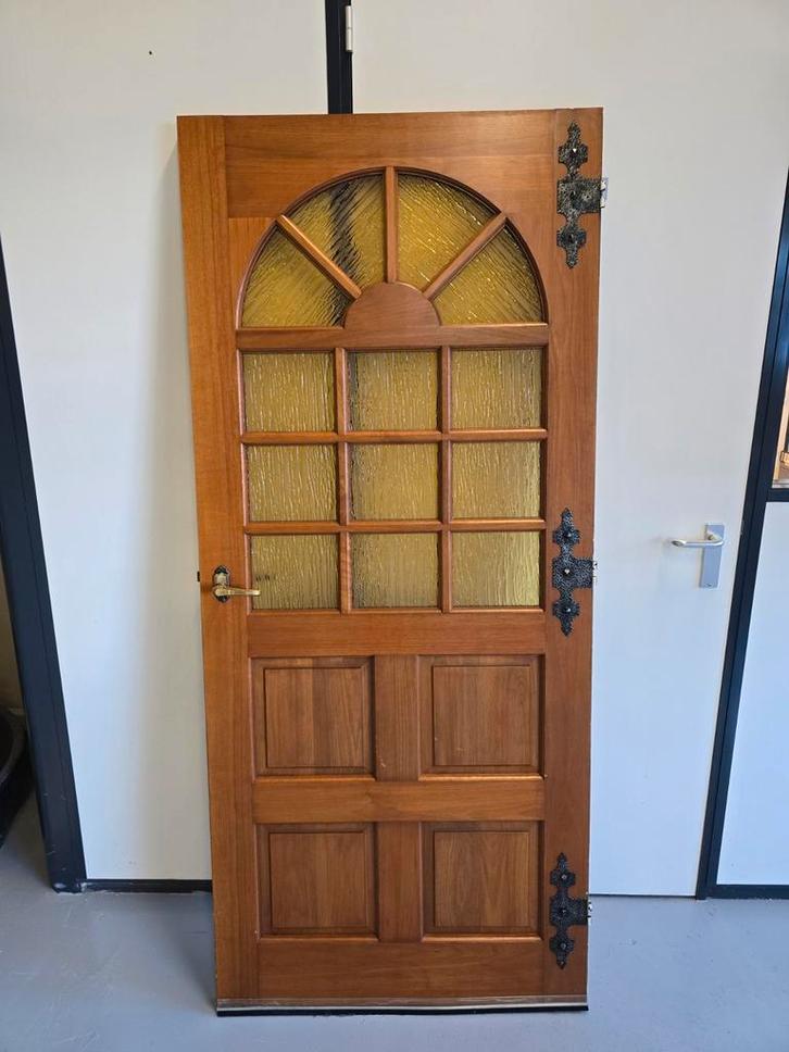 Oude Stijl Binnendeur met Glas nette staat, Doe-het-zelf en Verbouw, Deuren en Horren, Gebruikt, Binnendeur, 200 tot 215 cm, 80 tot 100 cm