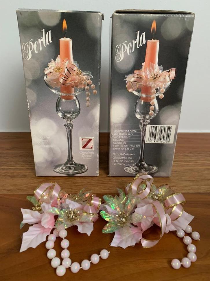 Vintage 2 kristallen kandelaars jaren 80, Huis en Inrichting, Woonaccessoires | Kandelaars en Kaarsen, Nieuw, Kandelaar, Minder dan 25 cm