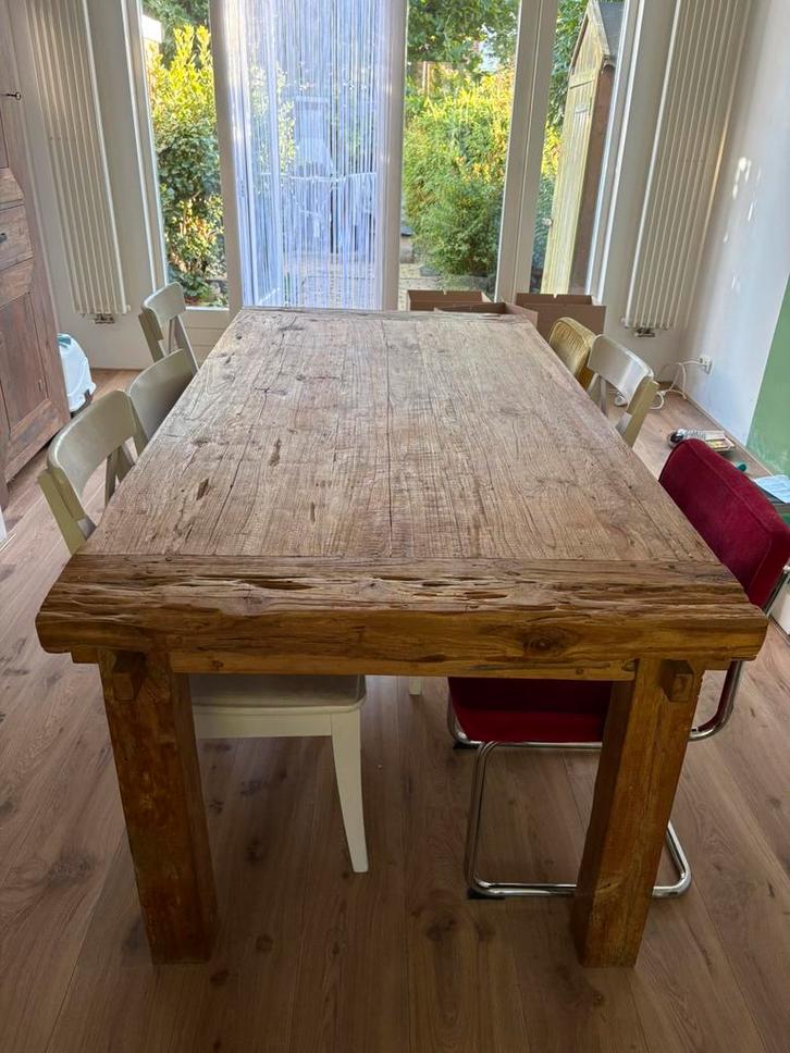 Robuuste houten eettafel – 2 meter – stevige kwaliteit, Huis en Inrichting, Tafels | Eettafels, 50 tot 100 cm, 200 cm of meer