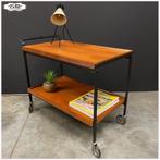 Vintage teak serveertrolley, Opal / Sixties /  Barcart, Ophalen, Gebruikt, Vintage, 55 tot 75 cm