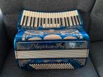 Prachtige donkerblauwe accordeon, Muziek en Instrumenten, Accordeons, Overige merken, Gebruikt, 120-bas, Met riemen