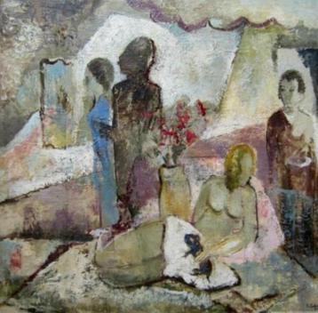 ==Heinrich SIEBALD (1908-?)==naakt in interieur uit 1949== beschikbaar voor biedingen