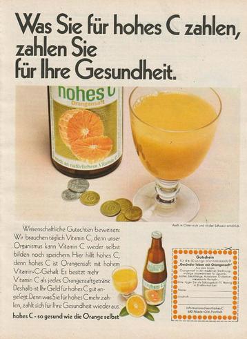 retro reclame 1968 Hohes C frisdrank duurder maar beter beschikbaar voor biedingen