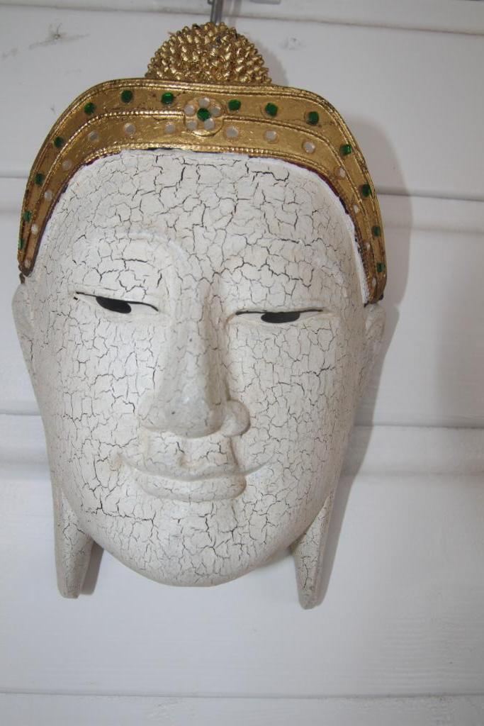 Masker Buddha Thailand Pataya kermamiek krakelee  2000 151, Antiek en Kunst, Kunst | Beelden en Houtsnijwerken, Ophalen of Verzenden