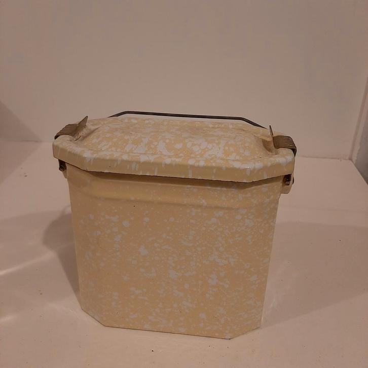 Vintage Emaille Lunchbox met Binnenbak, Antiek en Kunst, Antiek | Keukenbenodigdheden, Ophalen of Verzenden