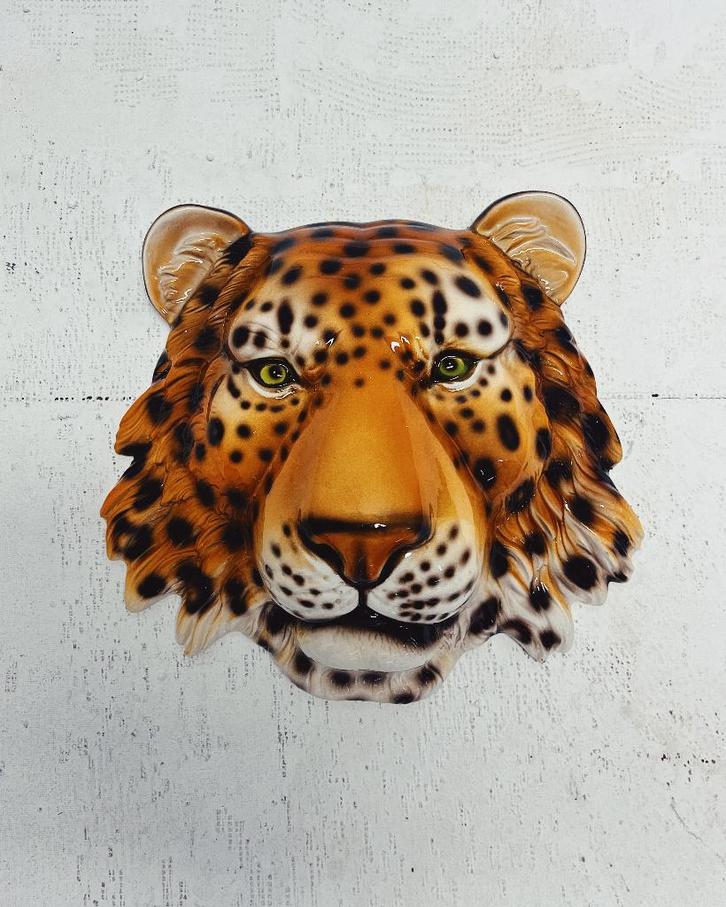 Wandmasker Luipaard Keramiek, Verzamelen, Beelden en Beeldjes, Nieuw, Dier, Ophalen of Verzenden