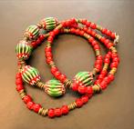 Vintage Rode Kralen Ketting met Opvallende Accentkralen, Ophalen of Verzenden, Gebruikt, Rood, Overige materialen