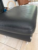 Zwarte leren poef - 90x60x40 cm, Ophalen, Modern design, Gebruikt, 75 tot 100 cm