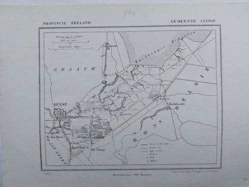 13 / Clinge Hulst Graauw Kieldrecht Litho uit 1866 J. Kuyper, Antiek en Kunst, Kunst | Litho's en Zeefdrukken, Ophalen of Verzenden