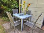 Tuintafel + 4 stoelen:aluminium, staal glas: hoge kwaliteit, Ophalen of Verzenden, Gebruikt, Tuinset