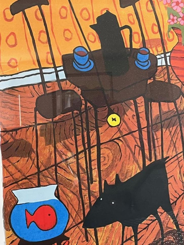 Peter Bastiaansen, ingelijste zeefdruk Dog life, Antiek en Kunst, Kunst | Litho's en Zeefdrukken, Ophalen