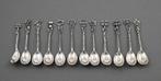 12 zilveren bloemenlepels, 3 makers (o.a. H.H. en ZZ), Antiek en Kunst, Antiek | Bestek, Verzenden