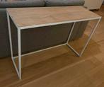 Sidetable met eiken blad en staal frame., Ophalen, Gebruikt, 75 cm of meer, 60 cm of meer