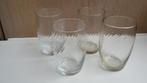 4 brocante glazen met ribbeltjes, Glas of Glazen, Gebruikt, Ophalen of Verzenden, Glas