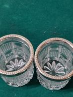 lepelvaasjes kristal en verzilverde rand, Antiek en Kunst, Antiek | Glas en Kristal, Ophalen of Verzenden