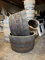 Aanbieding bloembak half Whiskyvat eiken hout palmboom, Tuin en Terras, Bloembakken en Plantenbakken, Nieuw, Tuin, Rond, Ophalen of Verzenden