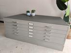 Vintage robuuste papierkast / salontafel / ladekast, Ophalen, Gebruikt, 100 tot 150 cm, 50 tot 75 cm