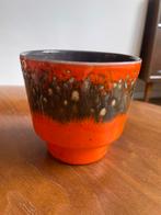 Vintage oranje bloempotje fat lava design, Gebruikt, Rond, Ophalen of Verzenden, Minder dan 25 cm