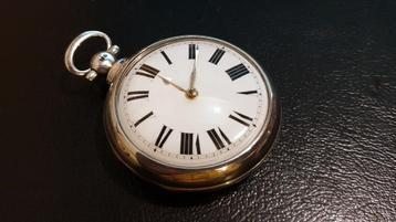 GROOT zakhorloge zilver in dubbele kast London 1844 !!MINT!! beschikbaar voor biedingen