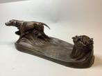 Bronzen inktstel jager met Labrador, Ophalen of Verzenden, Brons