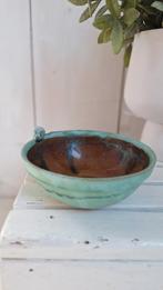 Vintage aardewerk schaaltje, hand gemaakt, aqua blauw, Huis en Inrichting, Gebruikt, Vintage, Ophalen of Verzenden, Nvt