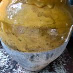 prachtige antieke Franse confitpot in zonnig geel patina, Ophalen of Verzenden