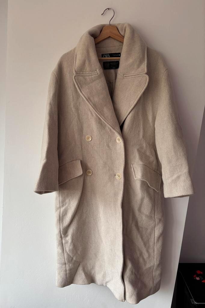 Zara jas maat L, Kleding | Dames, Jassen | Winter, Gedragen, Maat 38/40 (M), Beige, Ophalen of Verzenden