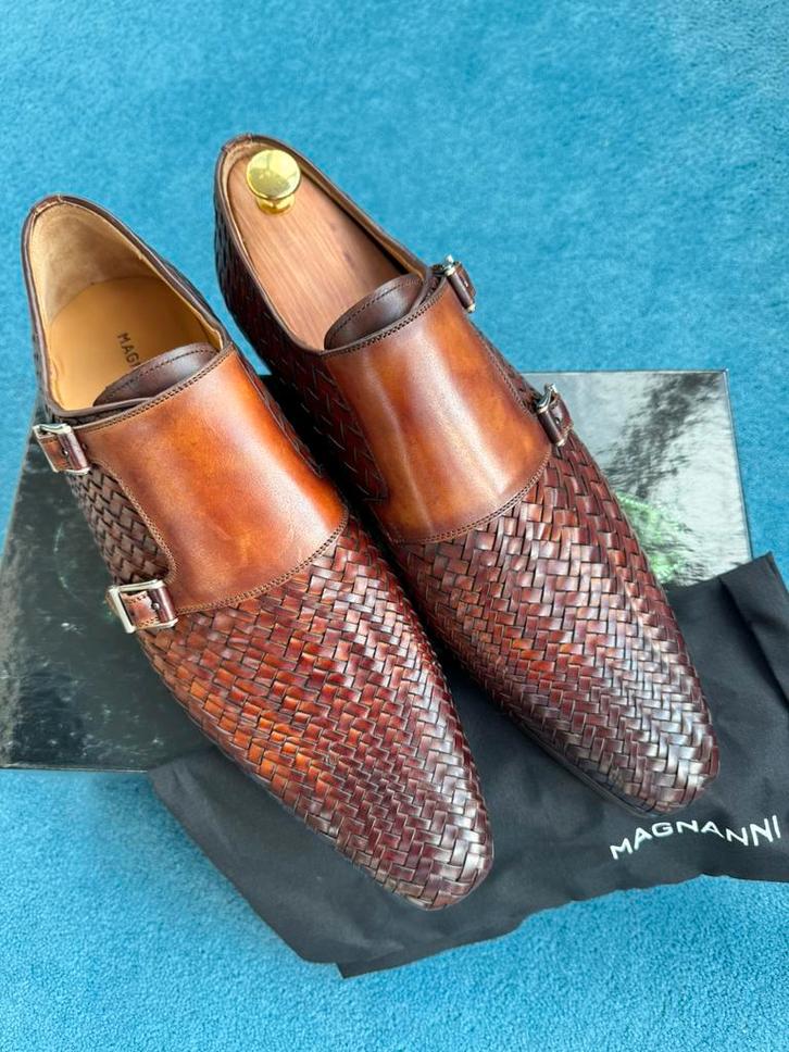 * NIEUW Magnanni Dubbel Gesp Vlecht EU44 Bruin, Kleding | Heren, Schoenen, Nieuw, Gespschoenen, Bruin, Verzenden