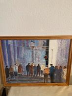 S. de Vogel - Expressionistisch Schilderij "Winkelen", Antiek en Kunst, Kunst | Schilderijen | Modern, Ophalen of Verzenden