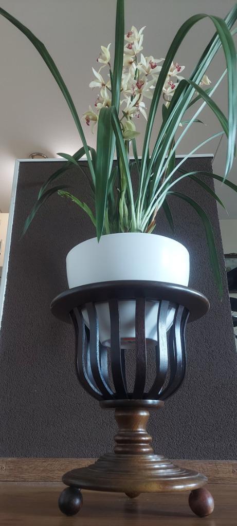 antiek korven plantstand, Huis en Inrichting, Woonaccessoires | Schalen en Manden, Gebruikt, Rond, Hout, Verzenden