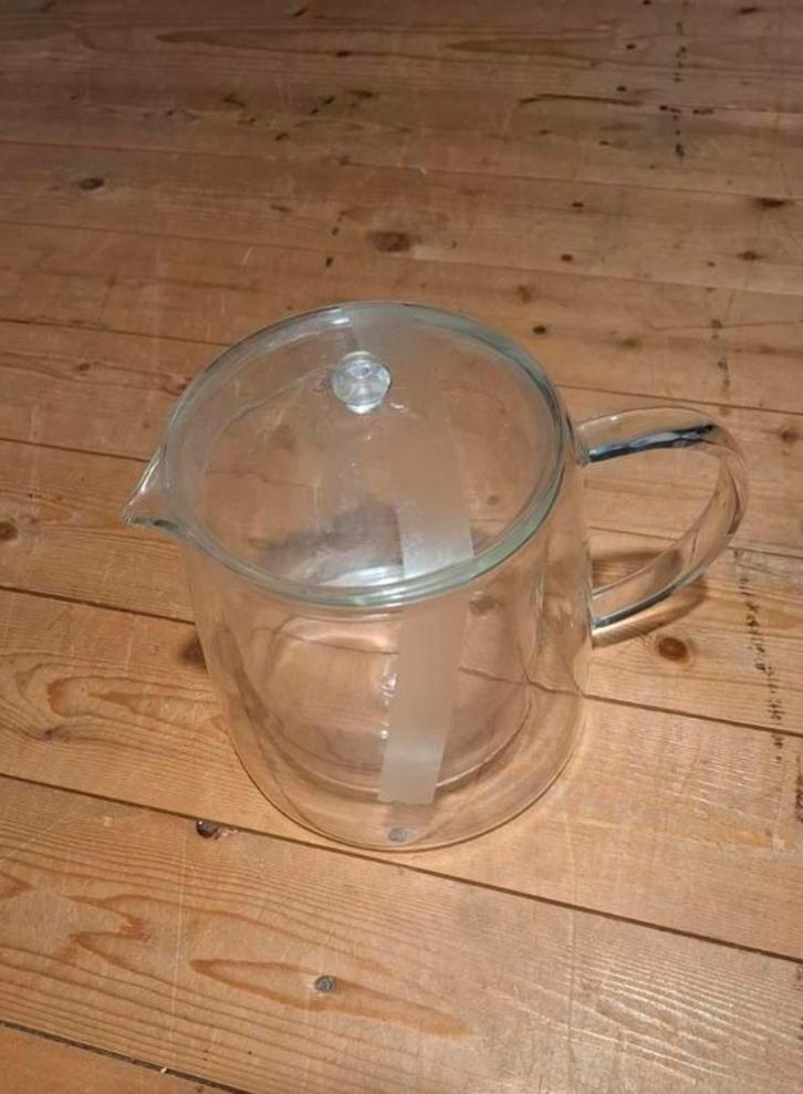 Dubbelwandige glazen theepot, Huis en Inrichting, Keuken | Keukenbenodigdheden, Zo goed als nieuw, Ophalen