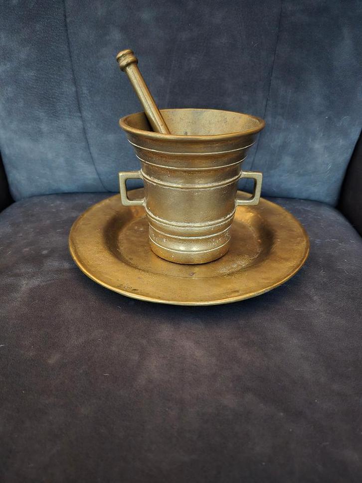 schaal en vijzelset, Antiek en Kunst, Antiek | Koper en Brons, Koper, Ophalen of Verzenden