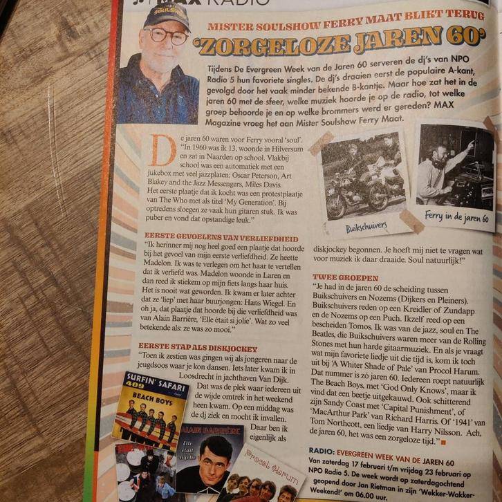 Radio DJ Ferry Maat Terugblik op jaren 60 Artikel uit 2024, Verzamelen, Tijdschriften, Kranten en Knipsels, Tijdschrift, 1980 tot heden