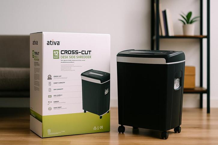 Ativa 12-Vel Cross-Cut Papiervernietiger – Compact & Veilig, Diversen, Bureau-accessoires, Nieuw, Ophalen of Verzenden