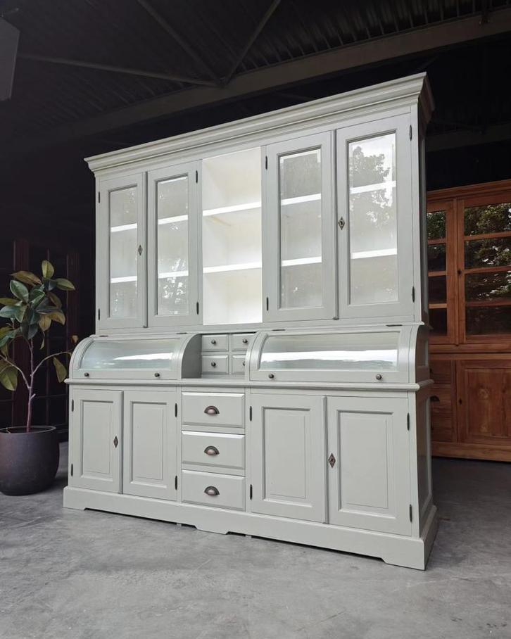 Muis grijze grutterskast | Apothekerskast #2165, Huis en Inrichting, Kasten | Buffetkasten, Gebruikt, 200 cm of meer, 200 cm of meer