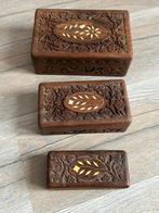 Houten sigarendoosjes set van 3, Ophalen, Gebruikt, Overige houtsoorten, Minder dan 50 cm