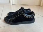 GUESS logo sneakers zwart fluweel/ketting zilver mt. 38, Guess, Zwart, Ophalen of Verzenden, Sneakers of Gympen