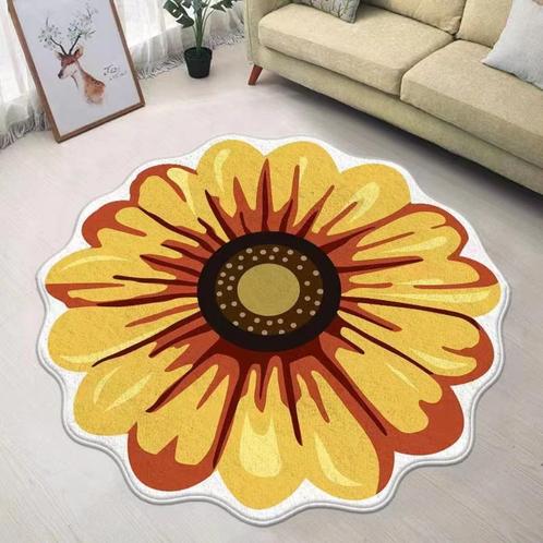 Zonnebloem Vloerkleed / Kleed Tapijt Mat Vloermat Rond Bloem, Huis en Inrichting, Stoffering | Tapijten en Kleden, Nieuw, Rond