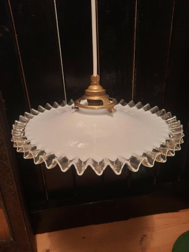 Frans Opaline glazen hanglamp, Antiek en Kunst, Antiek | Lampen, Ophalen of Verzenden