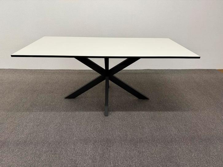 Rechthoekige eettafel HPL gebroken wit 180x90, Huis en Inrichting, Tafels | Eettafels, Zo goed als nieuw, 50 tot 100 cm, 150 tot 200 cm