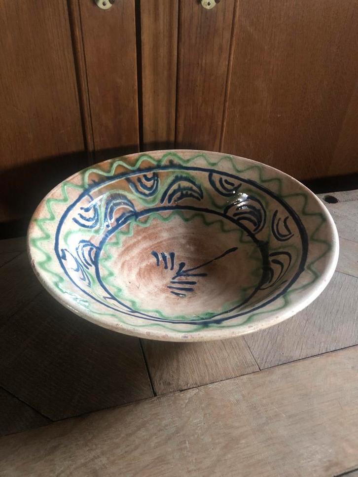 Antieke Spaanse Brocante Schaal, Antiek en Kunst, Antiek | Keramiek en Aardewerk, Ophalen of Verzenden