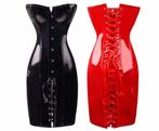 Dames pvc korset jurk (sexy wetlook latex leer look zwart), Maat 38/40 (M), Overige kleuren, Verzenden, Nieuw
