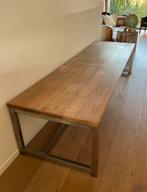 Massief eiken eettafel - loungetafel, Ophalen, Eikenhout, 200 cm of meer, 50 tot 100 cm