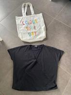 Zilch overslag top maat S en Zilch totebag, Verzenden, Zwart, Zo goed als nieuw, Korte mouw