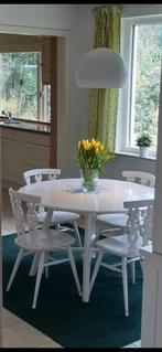 Vintage ronde eettafel (inklapbaar) evt. met stoelen, Ophalen, Gebruikt, 100 tot 150 cm, Rond
