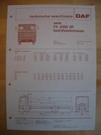 DAF FA 2000 DF Technische Specificatie folder 1975 – 4x2, Ophalen, Zo goed als nieuw, Overige merken, DAF